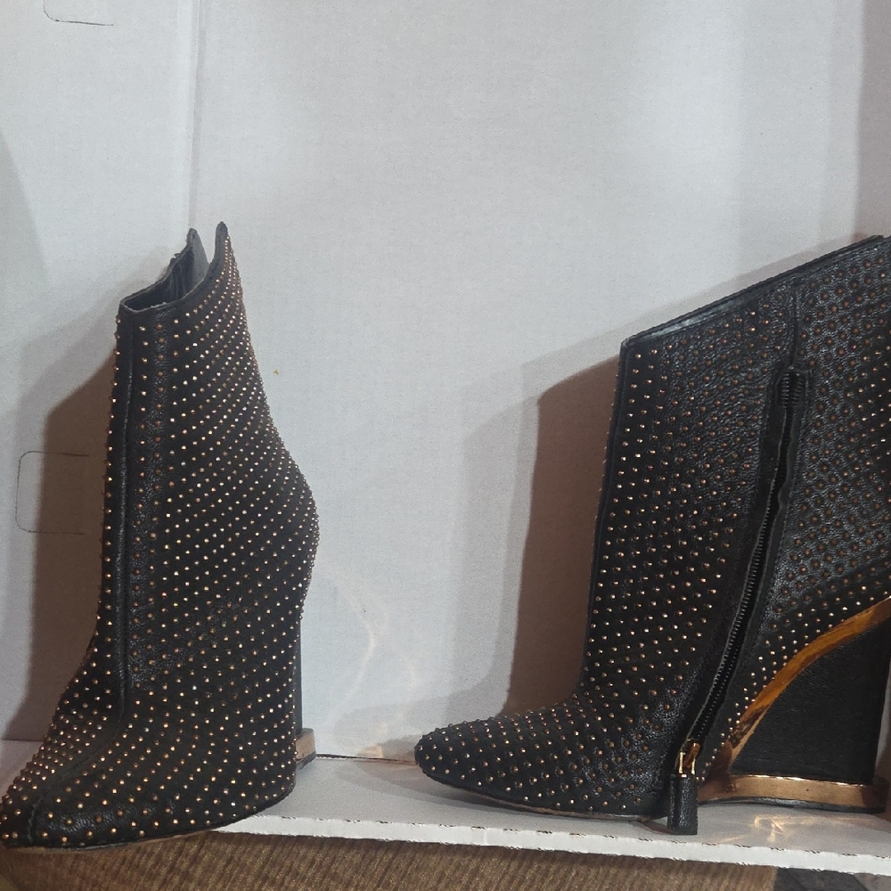 BCBGMaxAzria Black Ankle Booties with Wedge Heel